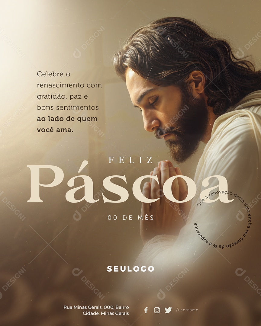 Feliz Páscoa Celebre O Renascimento Com Gratidão Social Media PSD Editável