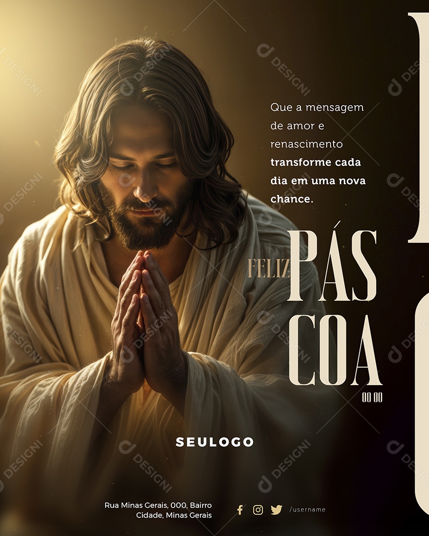 Feliz Páscoa Transforme Cada Dia Em Uma Nova Chance Social Media PSD Editável