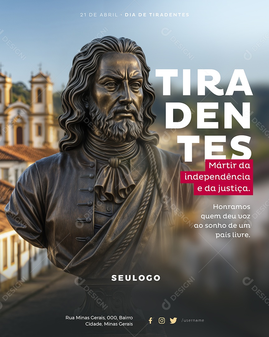 Dia de Tiradentes 21 de Abril Social Media PSD Editável