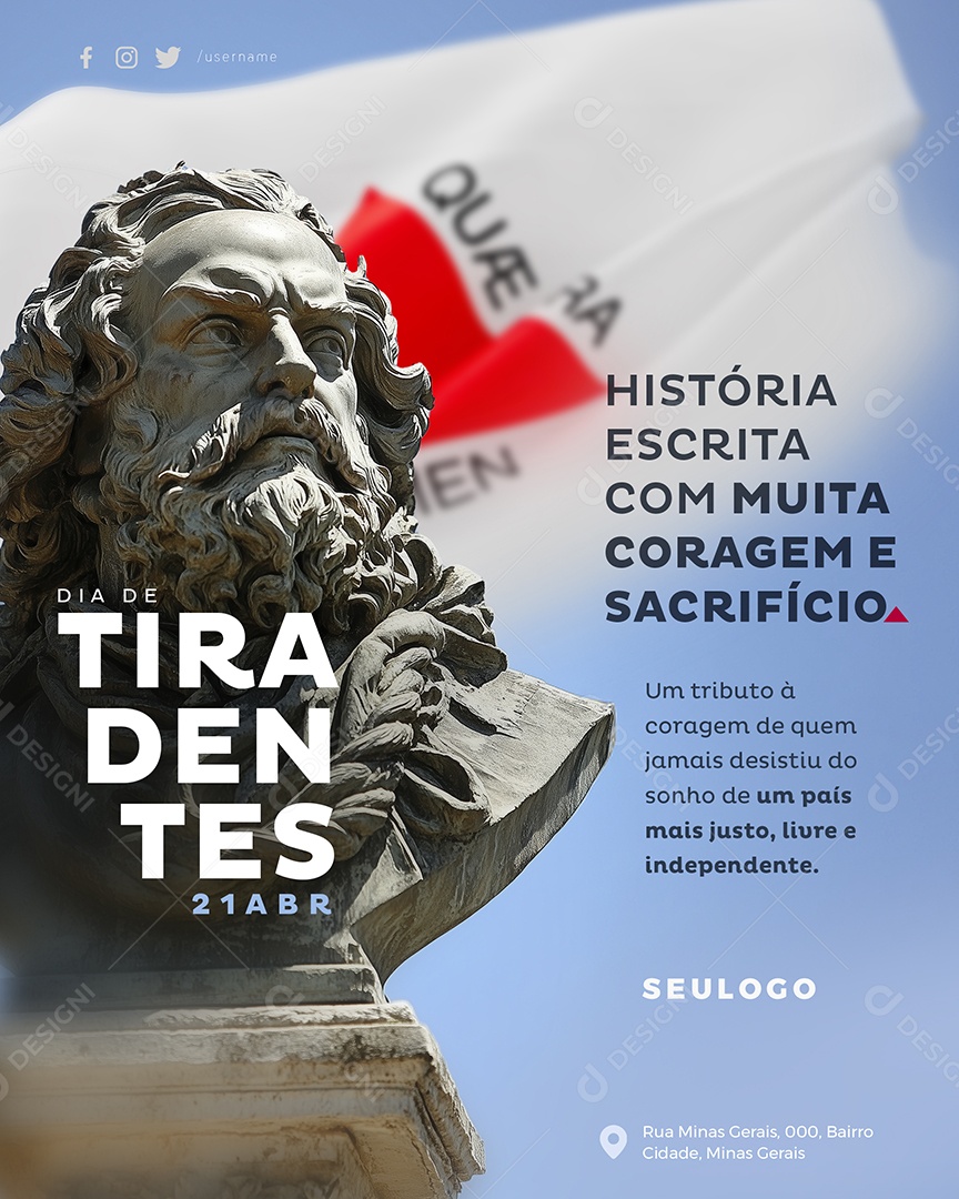 Dia de Tiradentes 21 de Abril Social Media PSD Editável