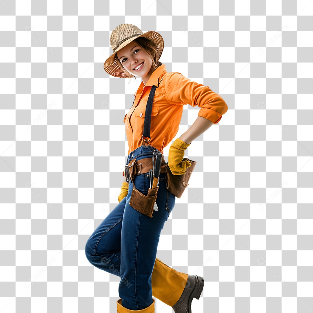 Jovem Fazendeira PNG Transparente