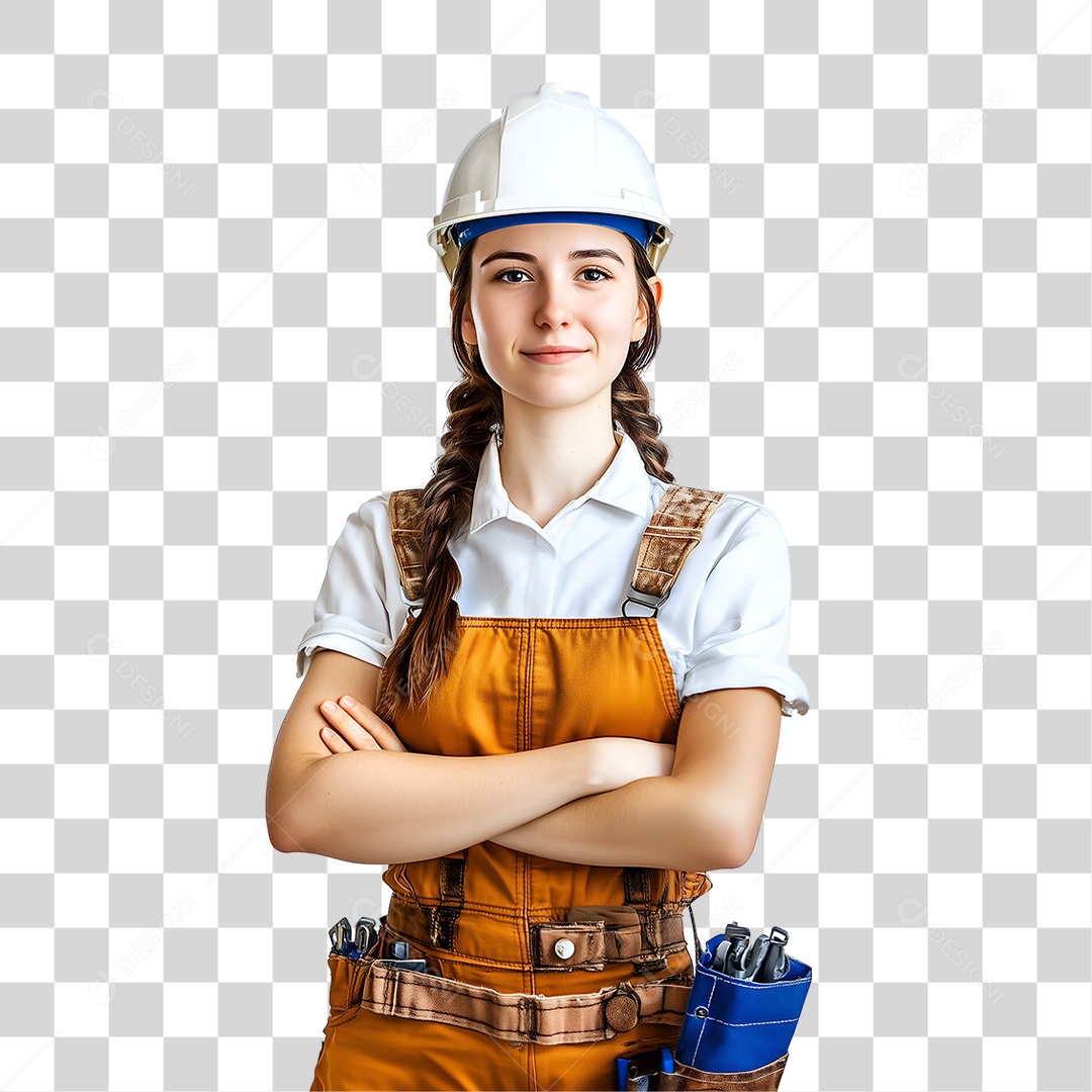 Mulher Operaria Usando Roupa de Trabalho PNG Transparente