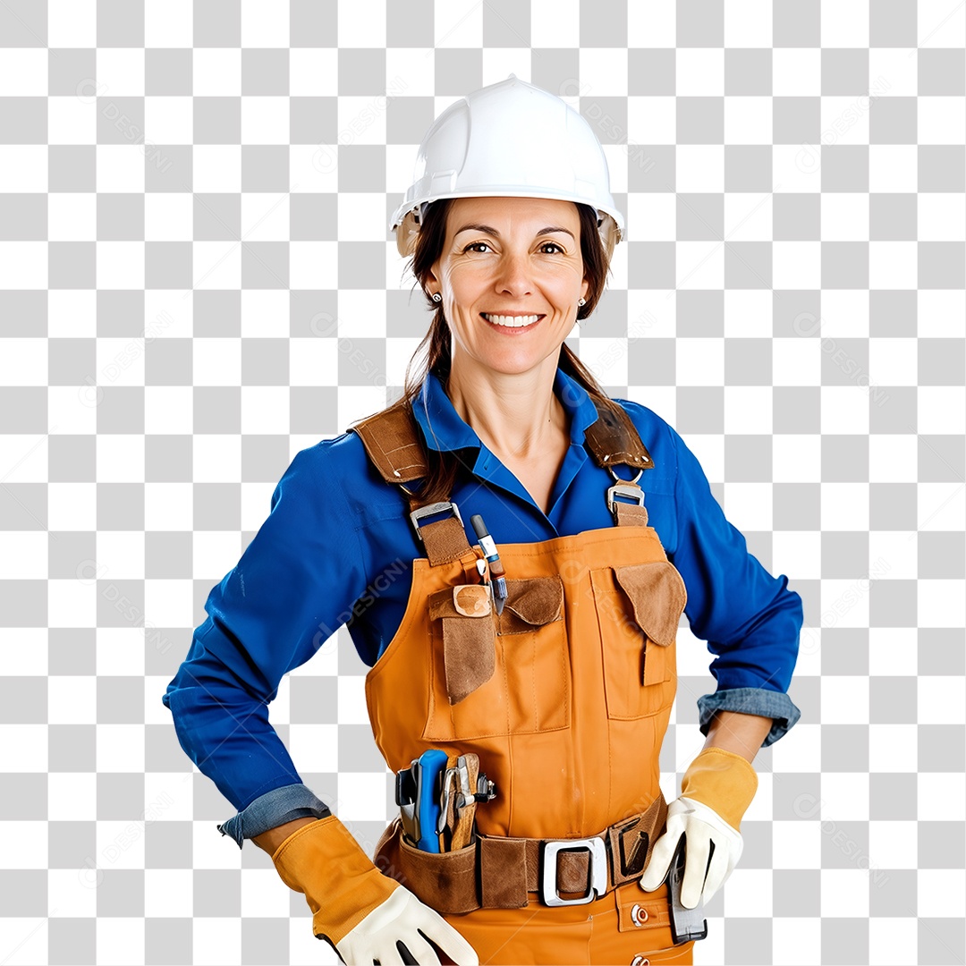Mulher Operaria Usando Roupa de Trabalho PNG Transparente