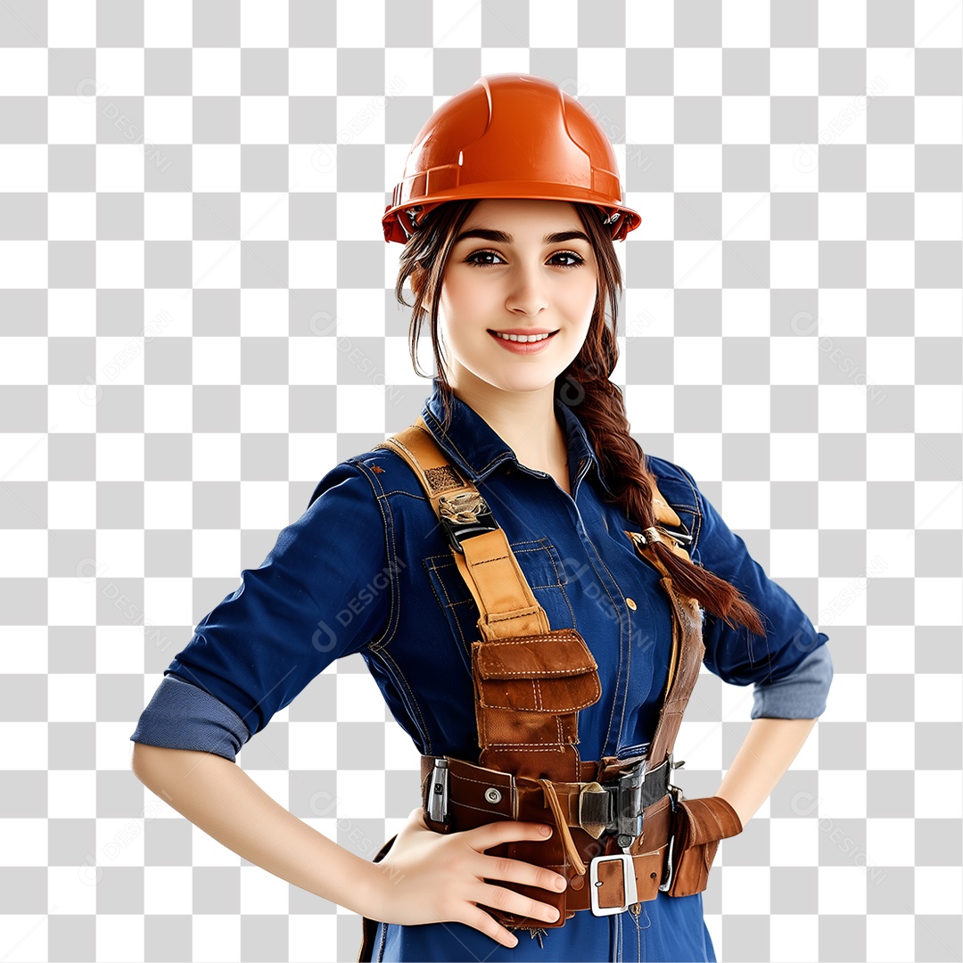 Mulher Operaria Usando Roupa de Trabalho PNG Transparente