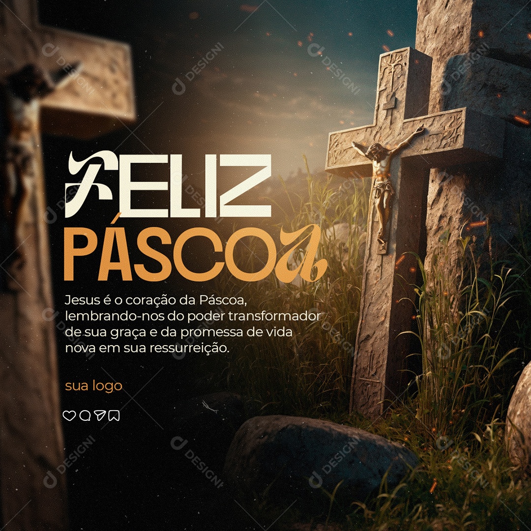 Feliz Páscoa Social Media PSD Editável