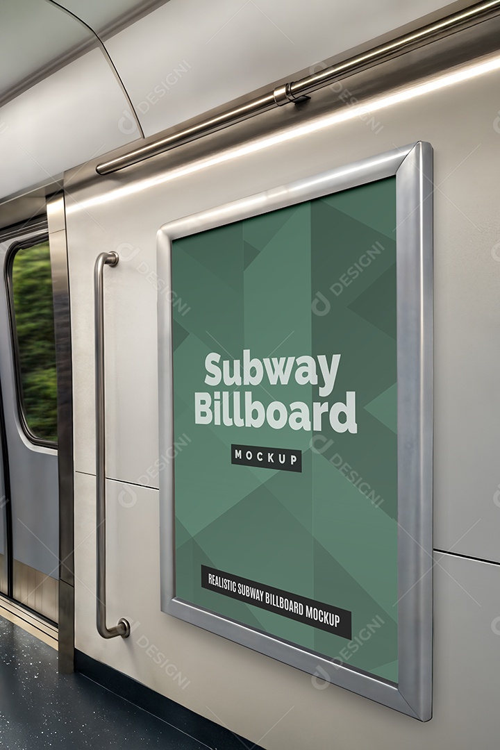 Mockup Poster Publicitário de Metrô PSD Editável