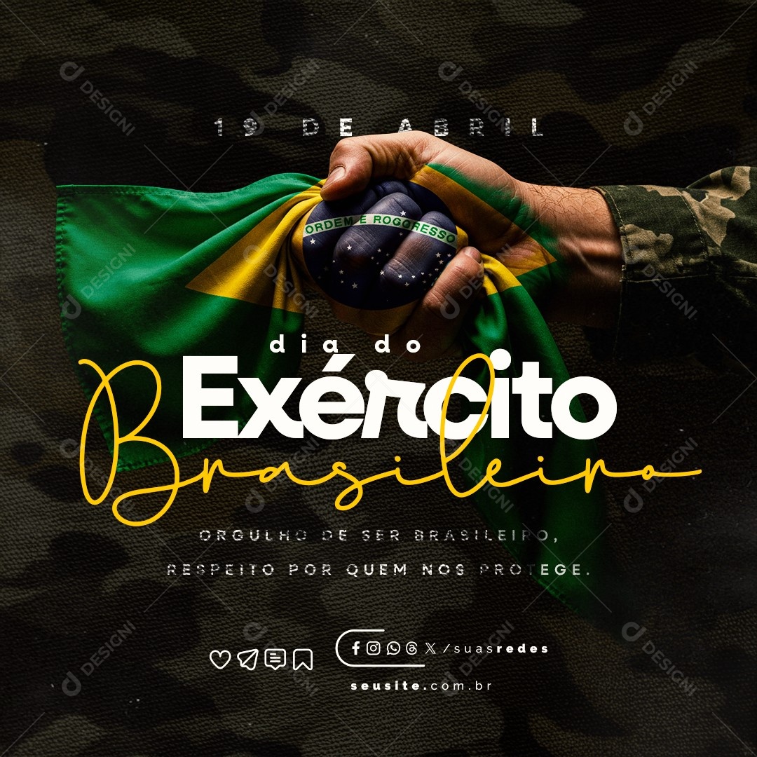 Dia do Exército Brasileiro 19 De Abril Social Media PSD Editável