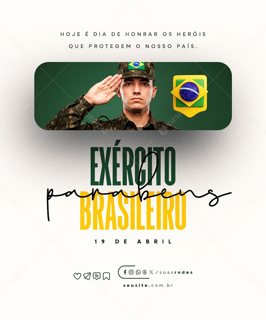 Dia do Exército Brasileiro 19 De Abril Social Media PSD Editável