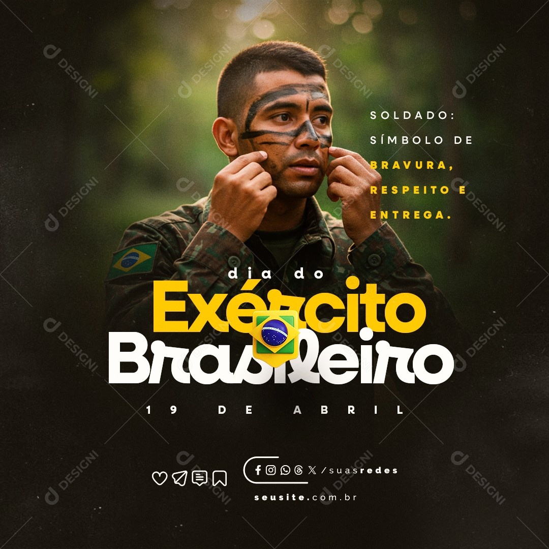 Dia do Exército Brasileiro 19 De Abril Social Media PSD Editável