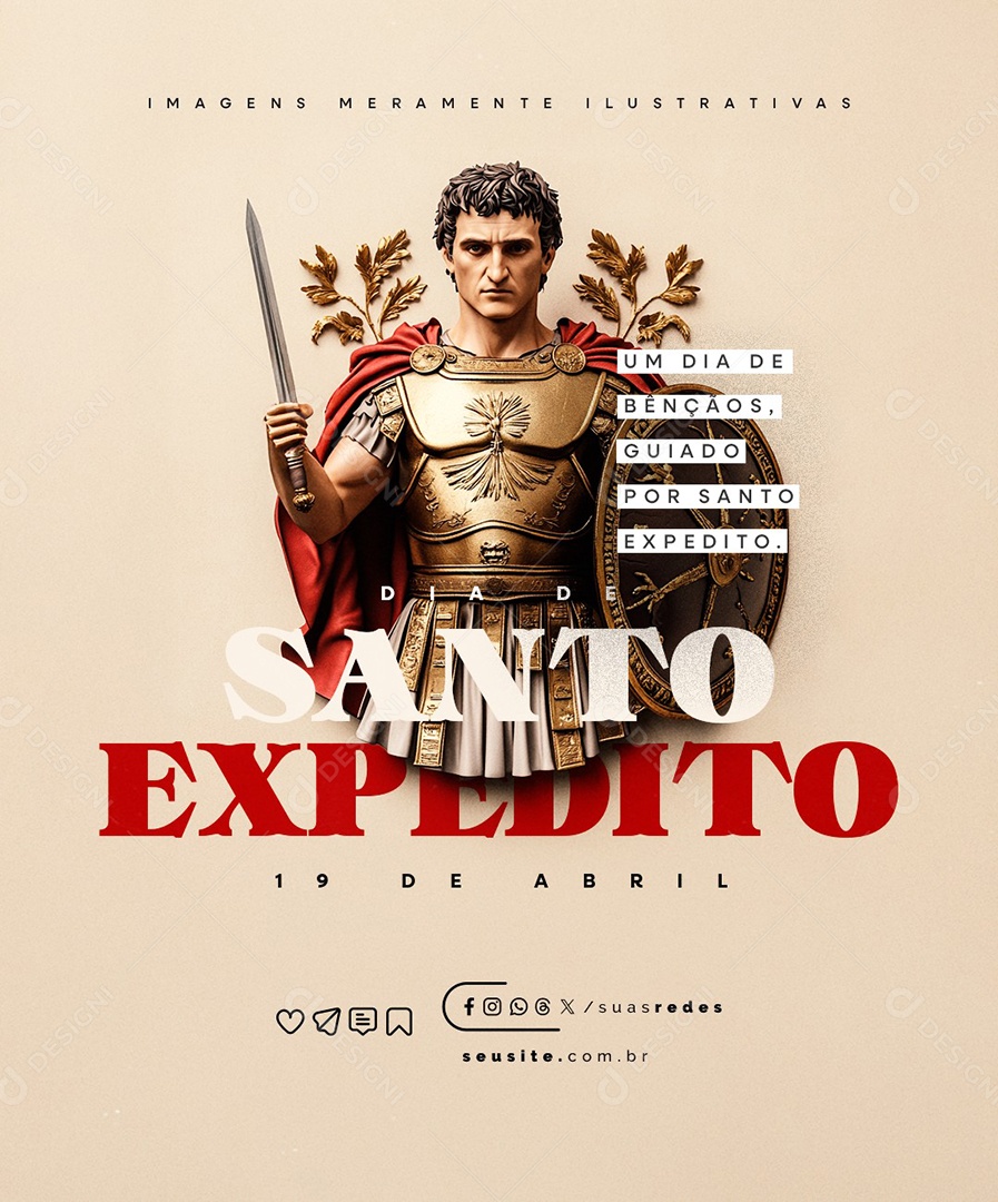 Dia de Santo Expedito 19 de Abril Social Media PSD Editável