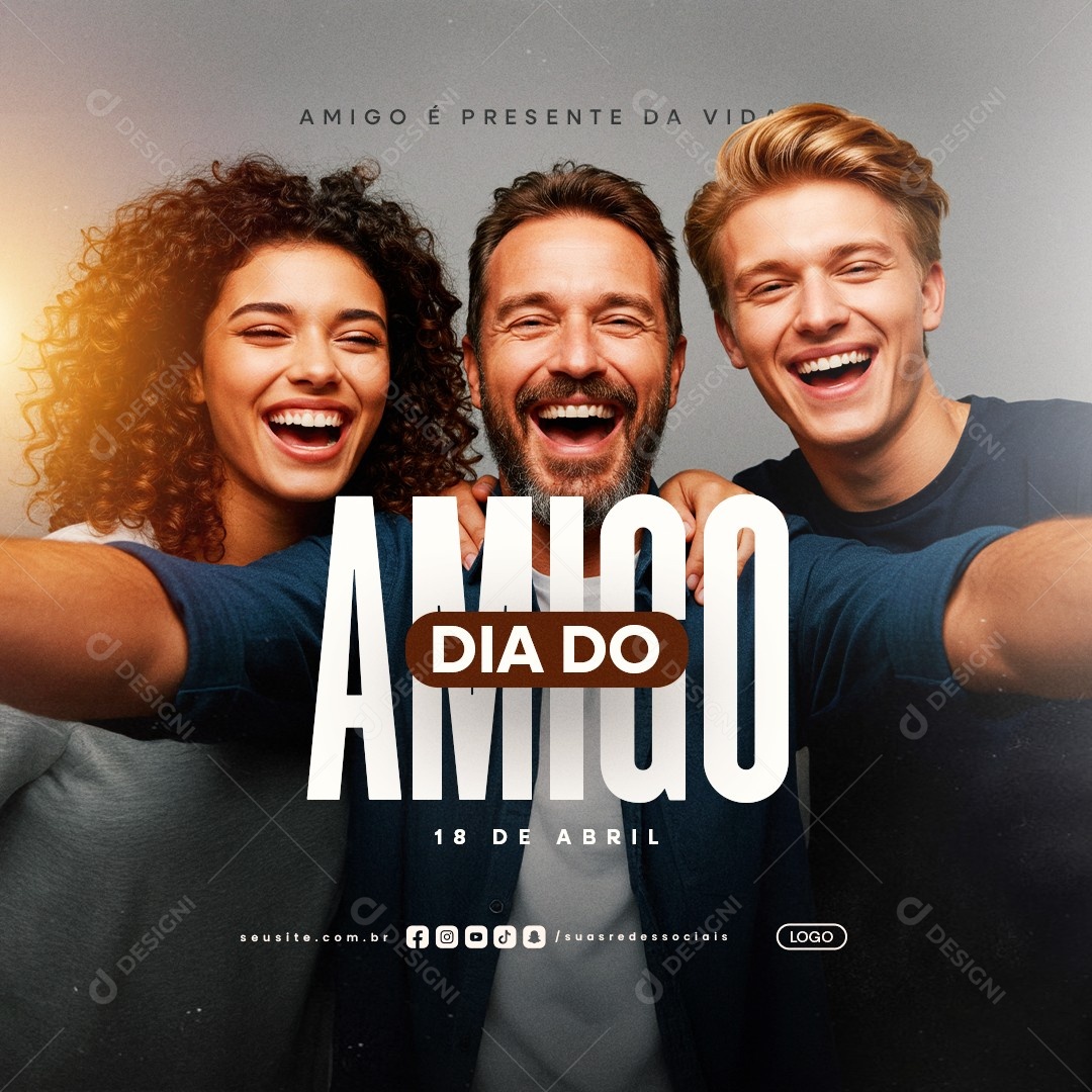 Dia do Amigo 18 de Abril Social Media PSD Editável
