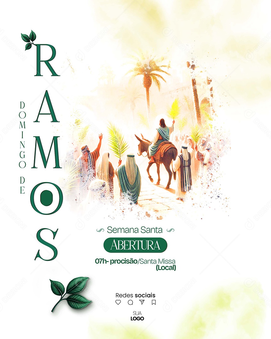 Domingo de Ramos 13 de Abril Social Media PSD Editável
