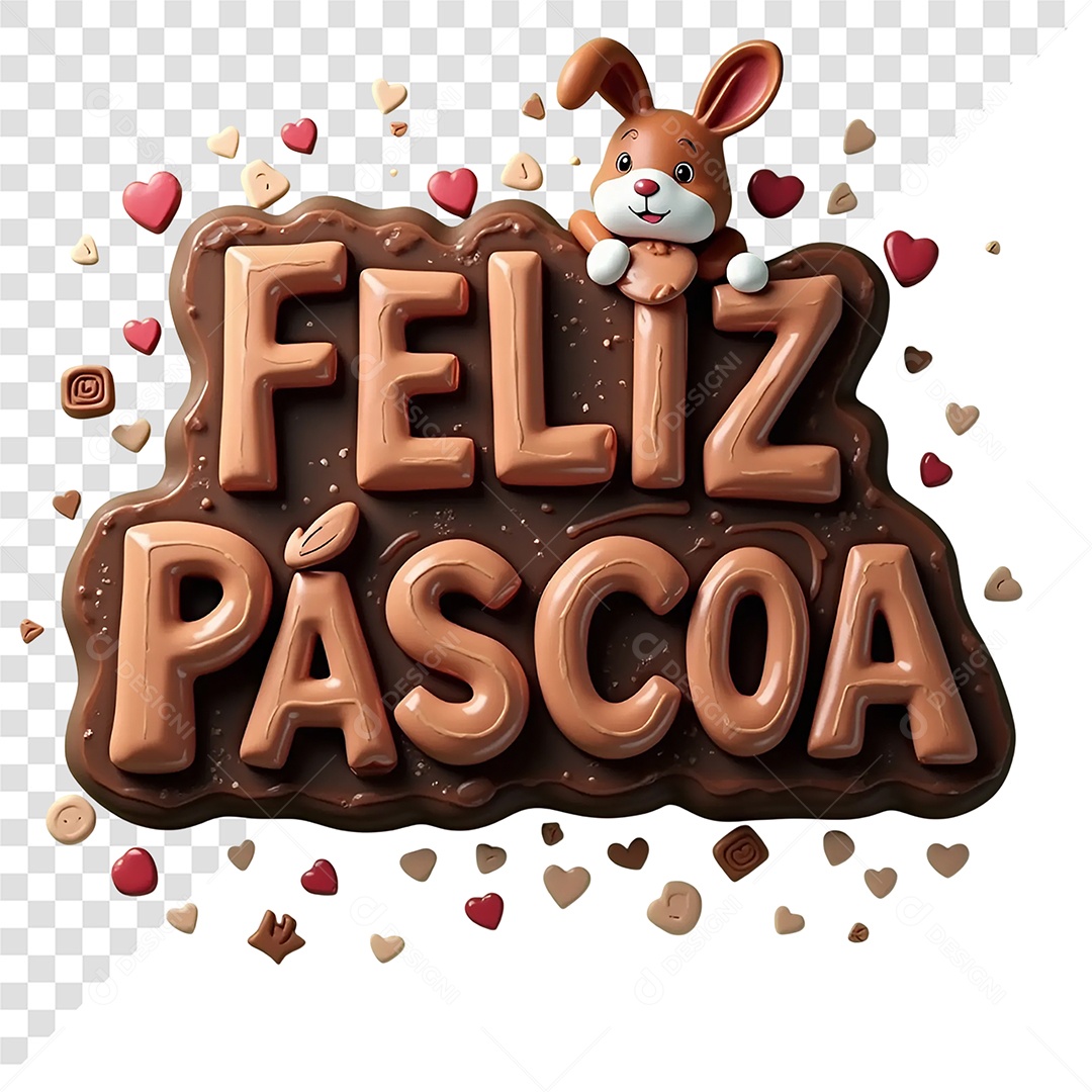 Selo 3D Feliz Páscoa Para Composição PSD