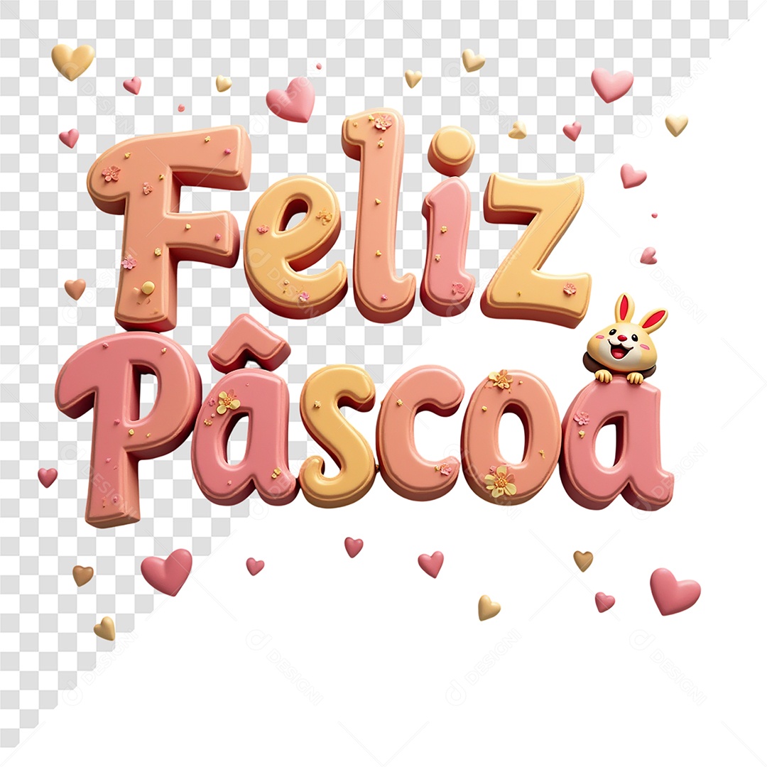Selo 3D Feliz Páscoa Para Composição PSD