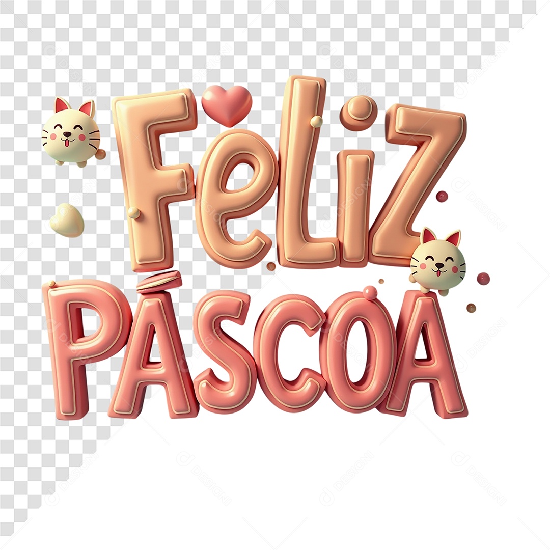 Selo 3D Feliz Páscoa Para Composição PSD