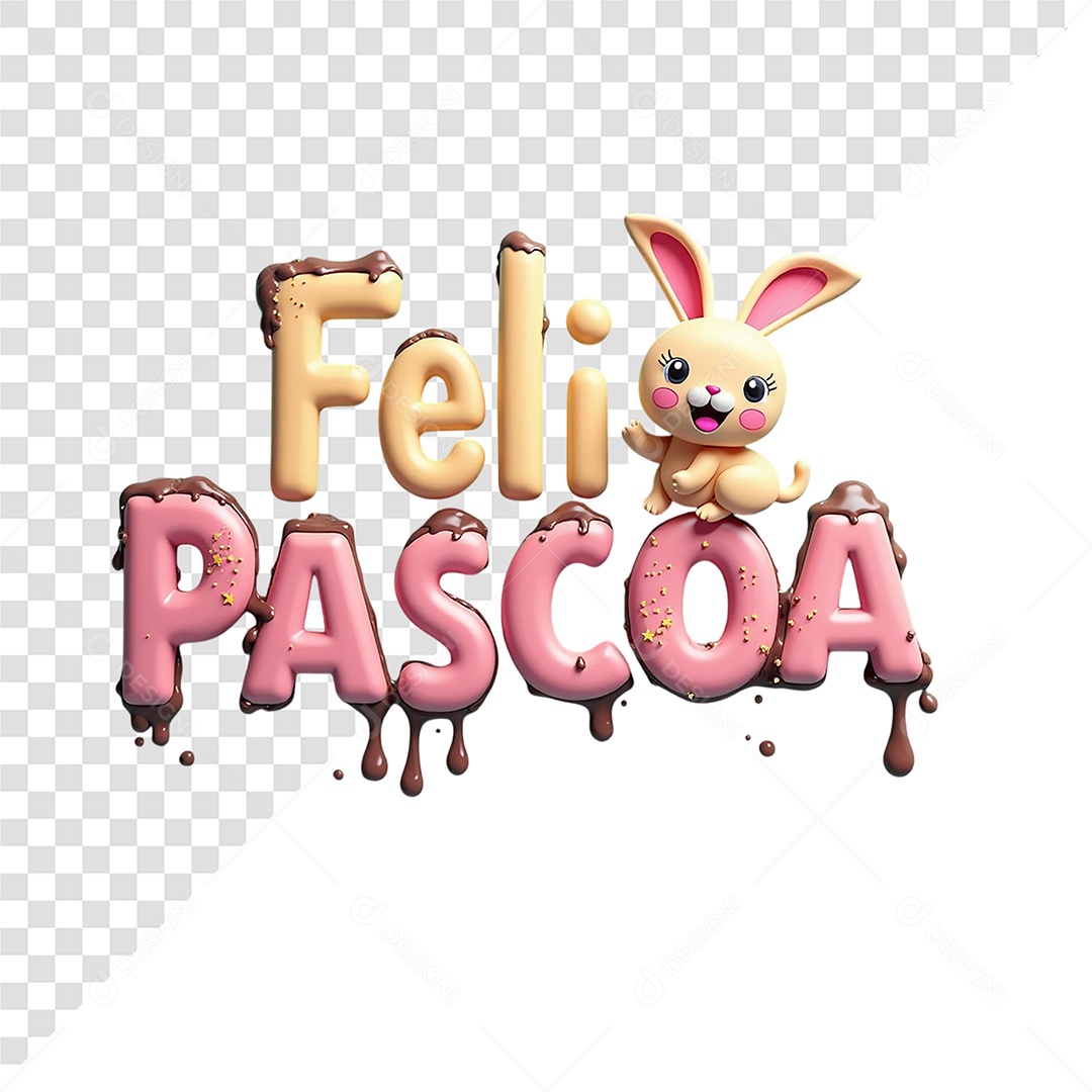 Selo 3D Feliz Páscoa Para Composição PSD