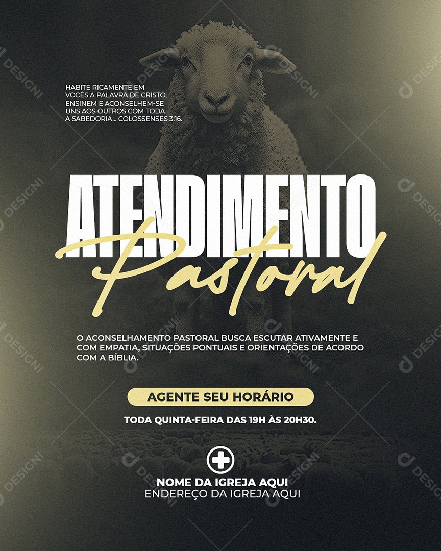 Social Media Atendimento Pastoral PSD Editável