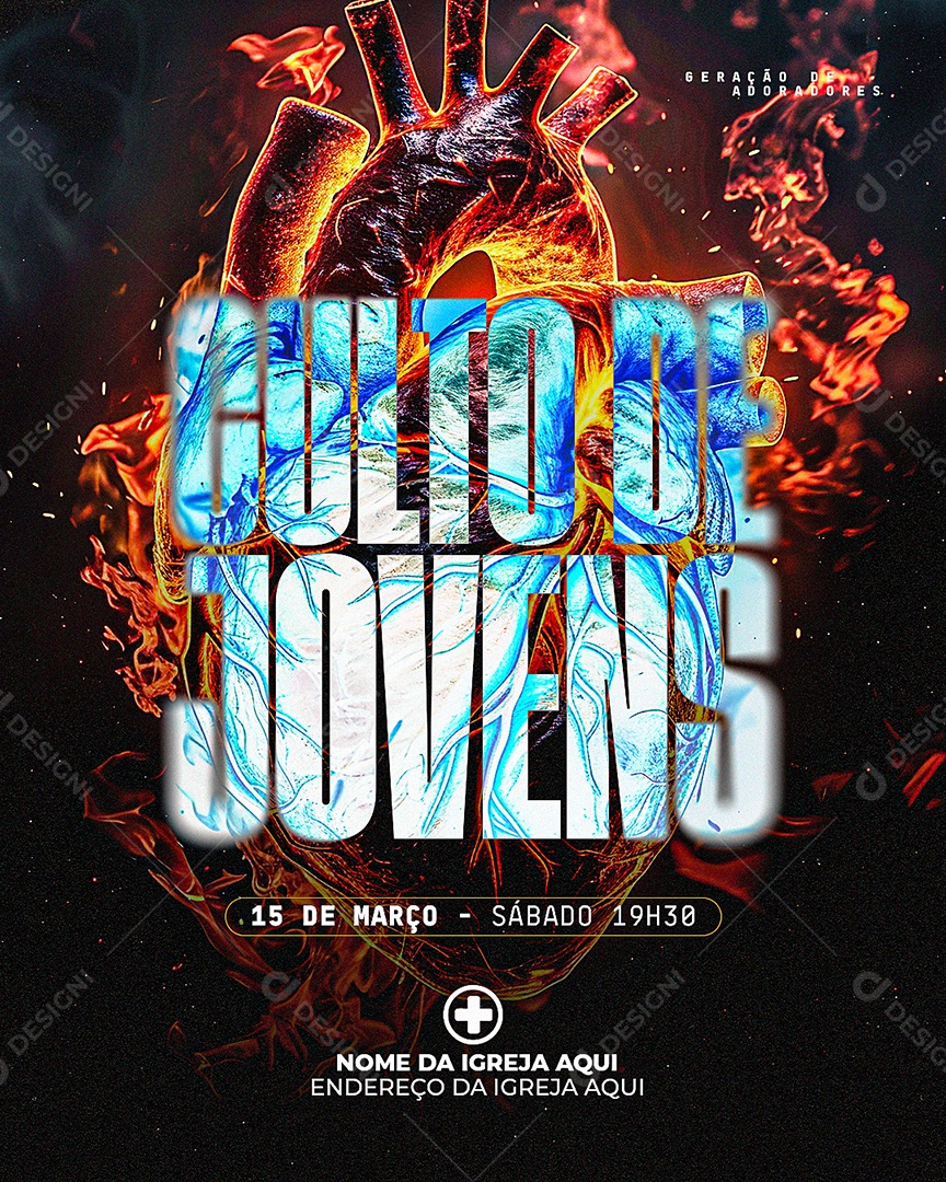 Culto Com Jovens Social Media PSD Editável