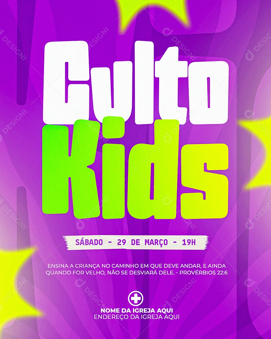 Culto de Crianças Social Media PSD Editável