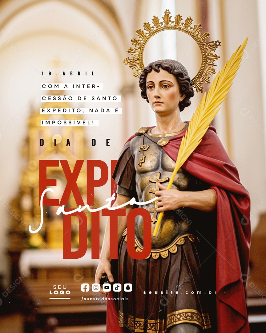 Dia de Santo Expedito 19 de Abril Social Media PSD Editável