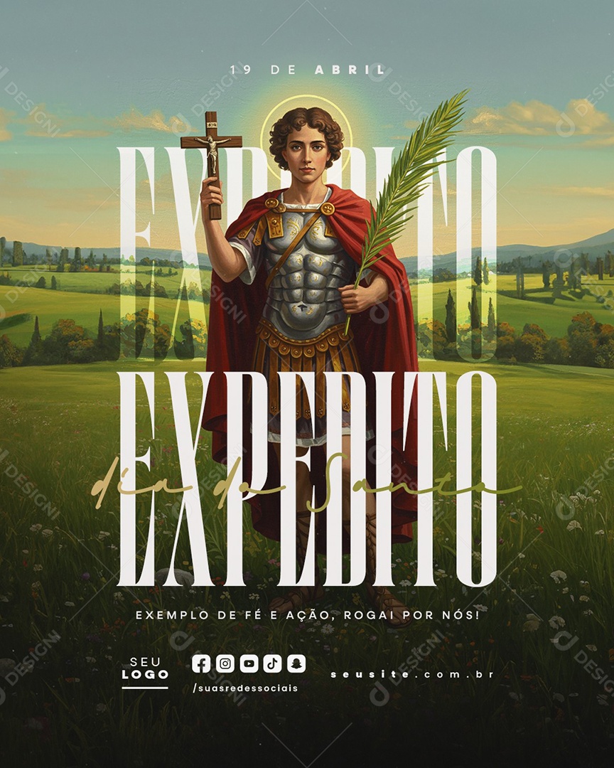 Dia de Santo Expedito 19 de Abril Social Media PSD Editável