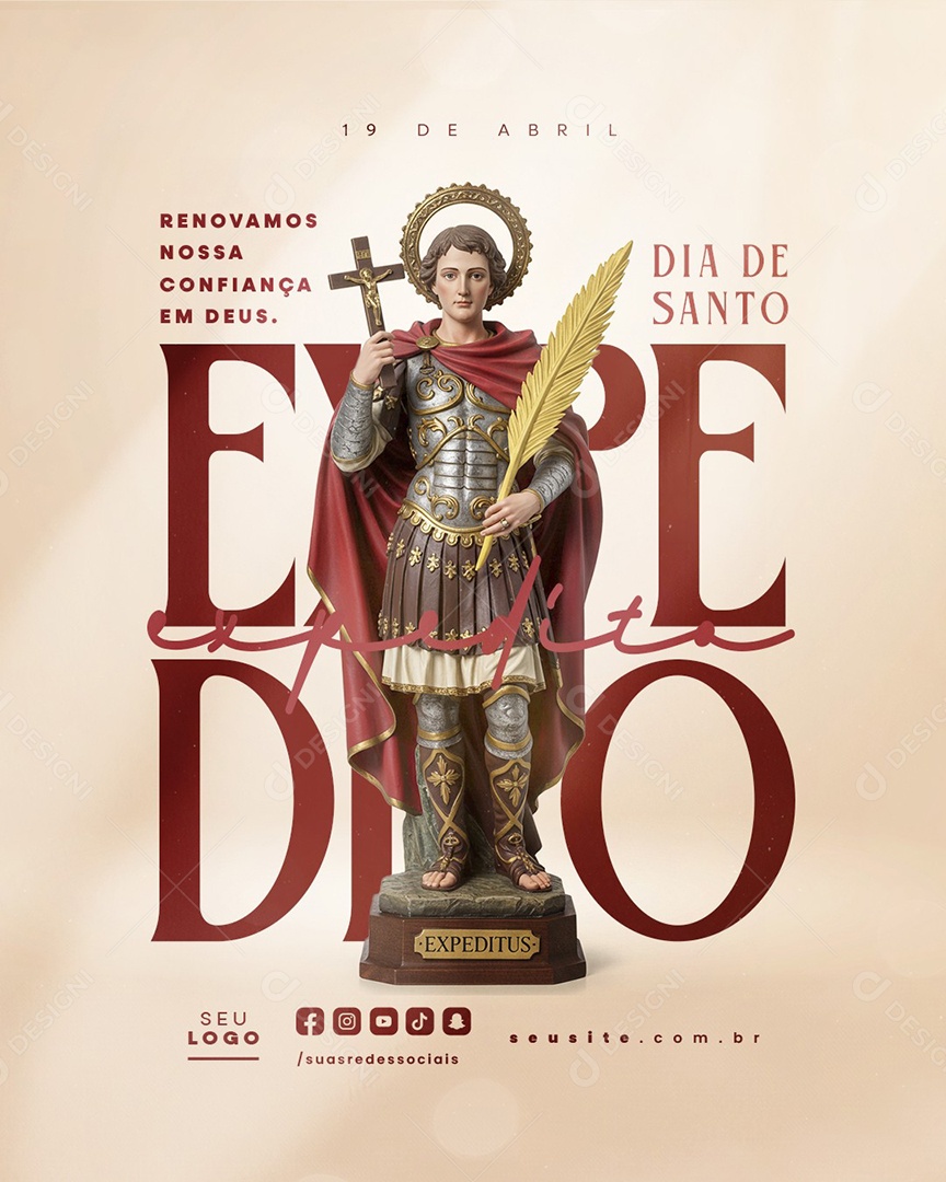 Dia de Santo Expedito 19 de Abril Social Media PSD Editável