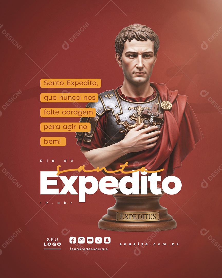 Dia de Santo Expedito 19 de Abril Social Media PSD Editável