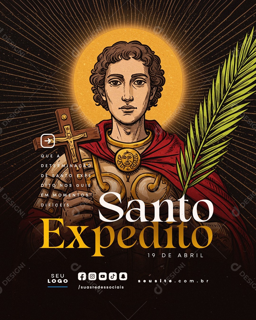 Dia de Santo Expedito 19 de Abril Social Media PSD Editável