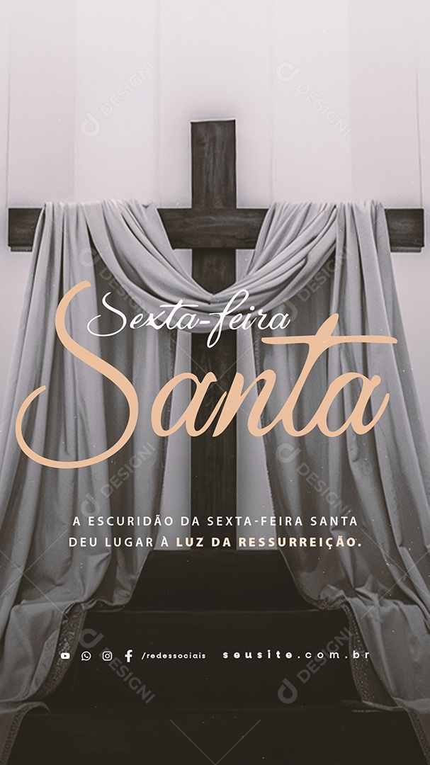 Story A Escuridão da Sexta Feira Santa Deu Lugar à Luz da Ressureição Social Media PSD Editável