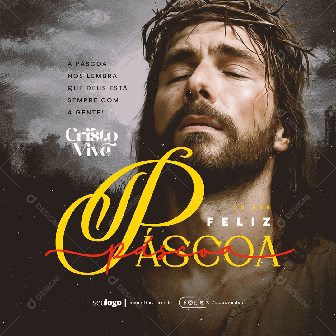 Feliz Páscoa 20 de Abril Social Media PSD Editável