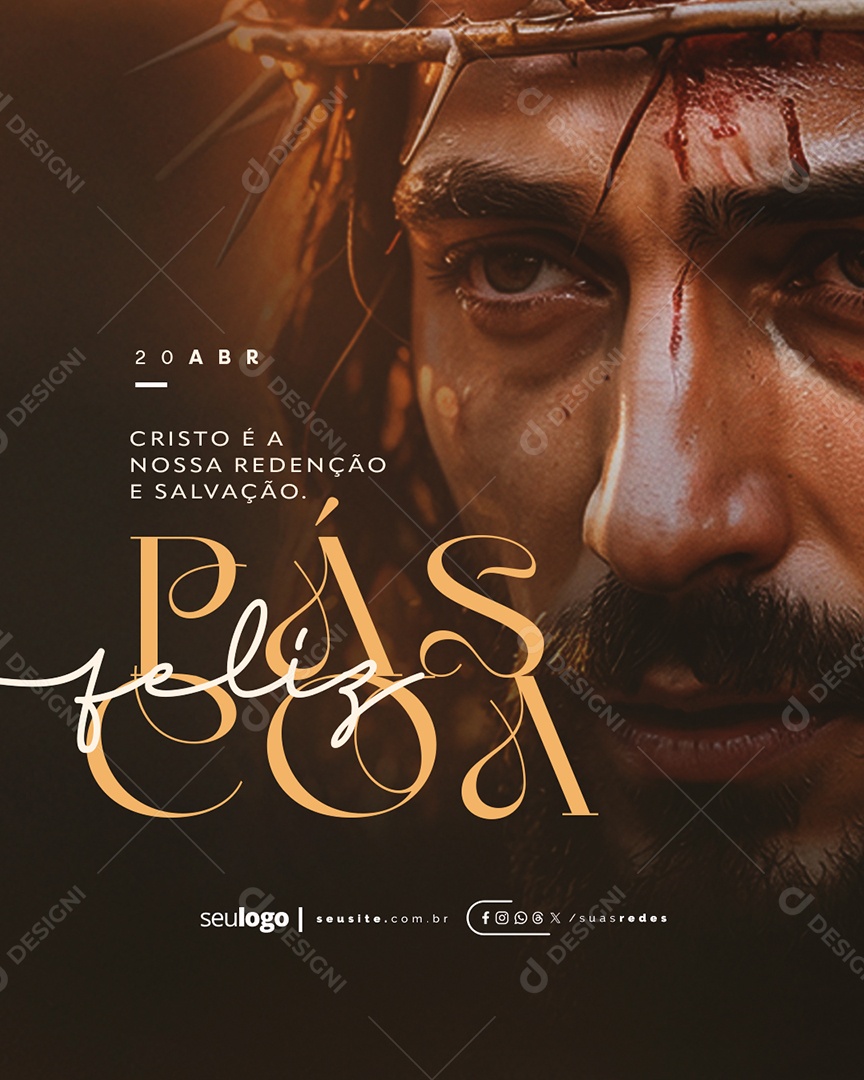 Feliz Páscoa 20 de Abril Social Media PSD Editável