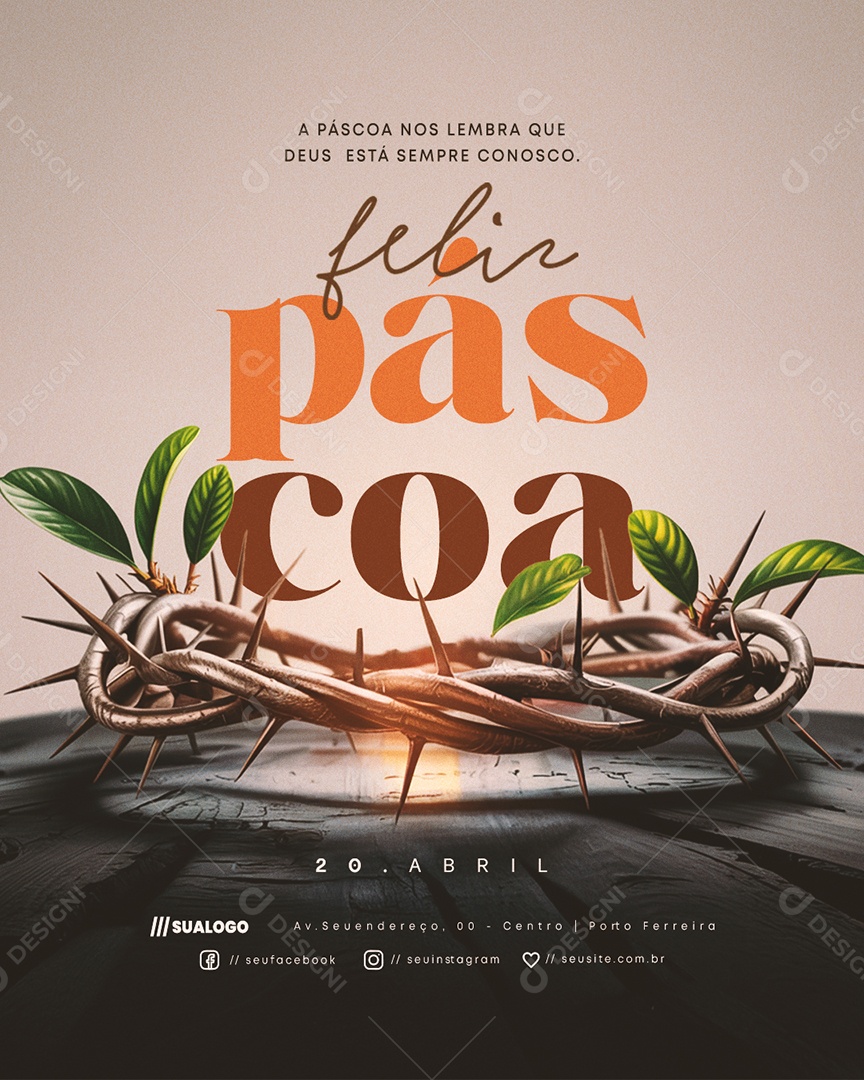 Feliz Páscoa 20 de Abril Social Media PSD Editável