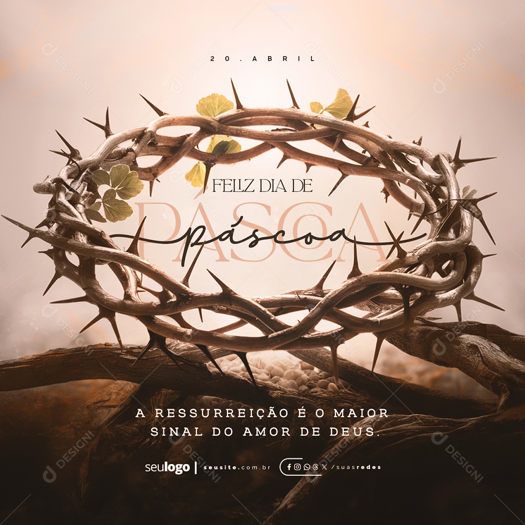 Feliz Páscoa 20 de Abril Social Media PSD Editável
