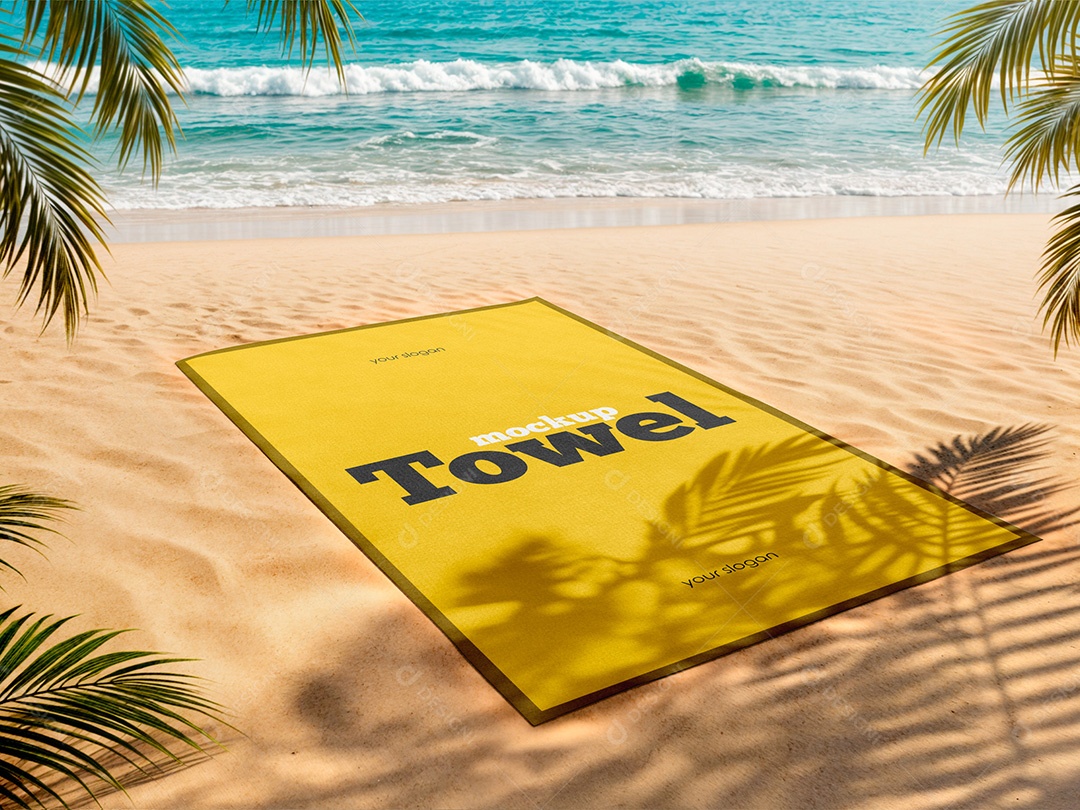 Toalha na Areia da Praia Mockup PSD Editável