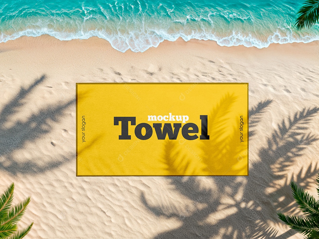 Toalha na Areia da Praia Mockup PSD Editável