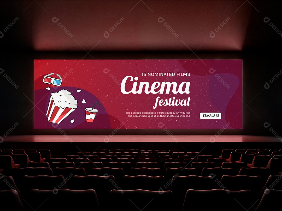 Auditório com Tela Mockup PSD Editável