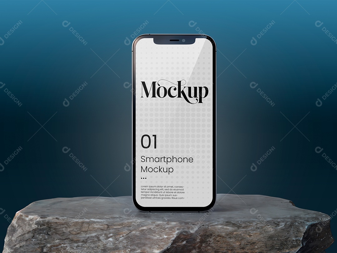 Celular na Pedra Mockup PSD Editável