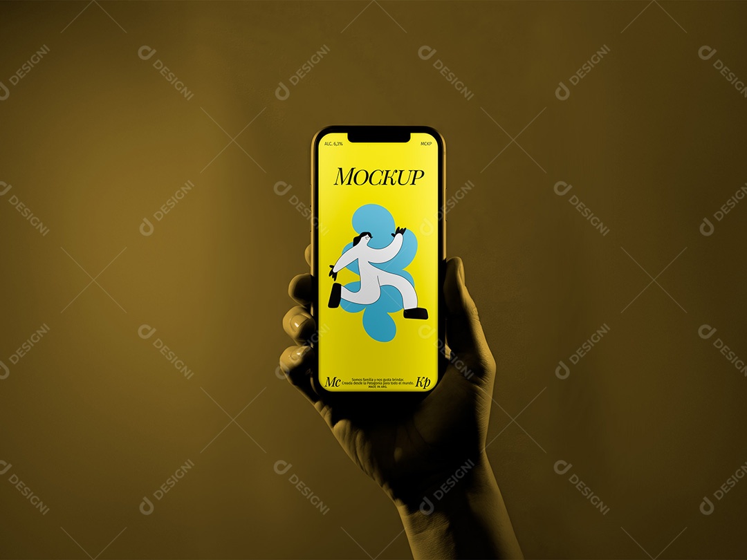 Mão Segurando o Celular Mockup PSD Editável