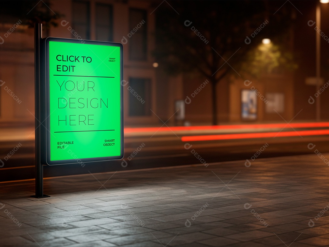 Outdoor na Rua da Cidade Mockup PSD Editável