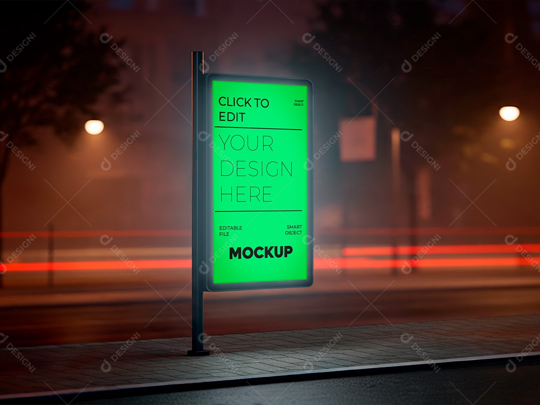 Outdoor na Rua da Cidade Mockup PSD Editável