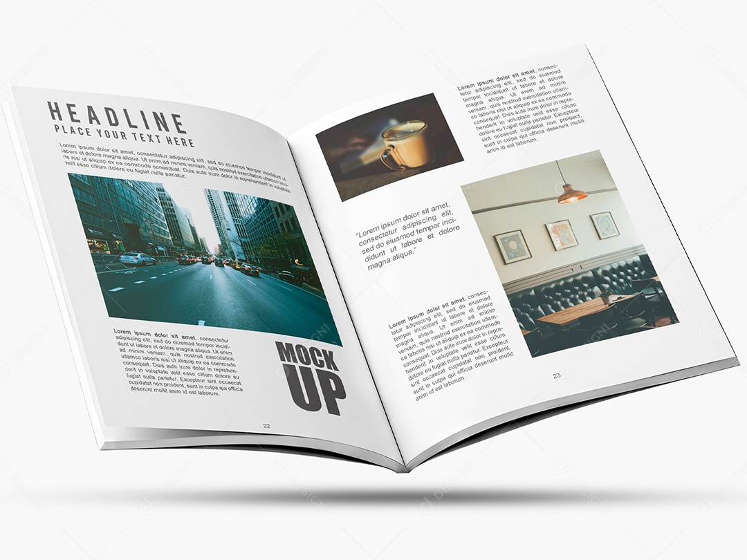 Revista Flutuando Mockup PSD Editável