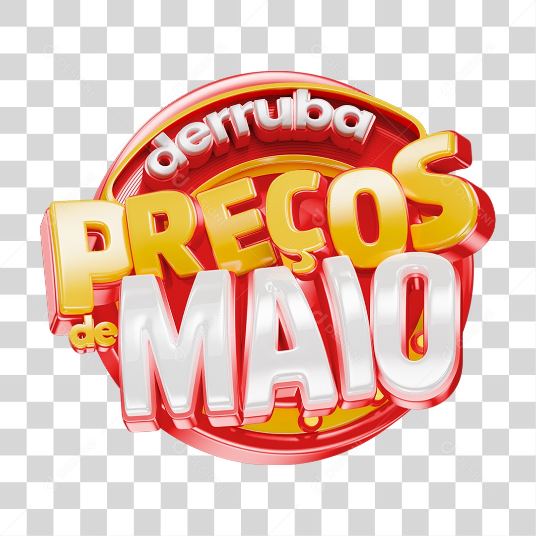 Selo 3D Derruba Preços de Maio PNG Transparente