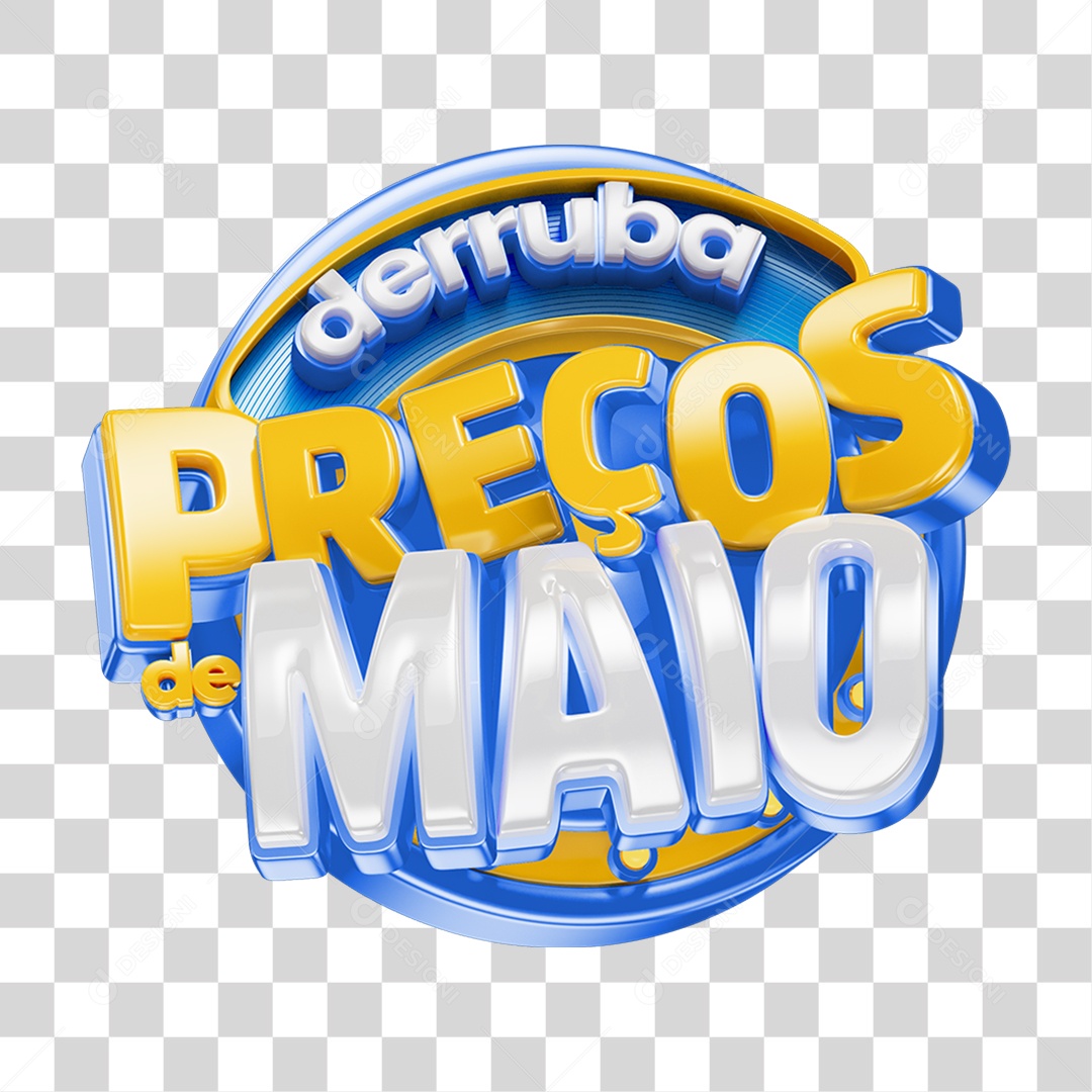 Selo 3D Derruba Preços de Maio PNG Transparente