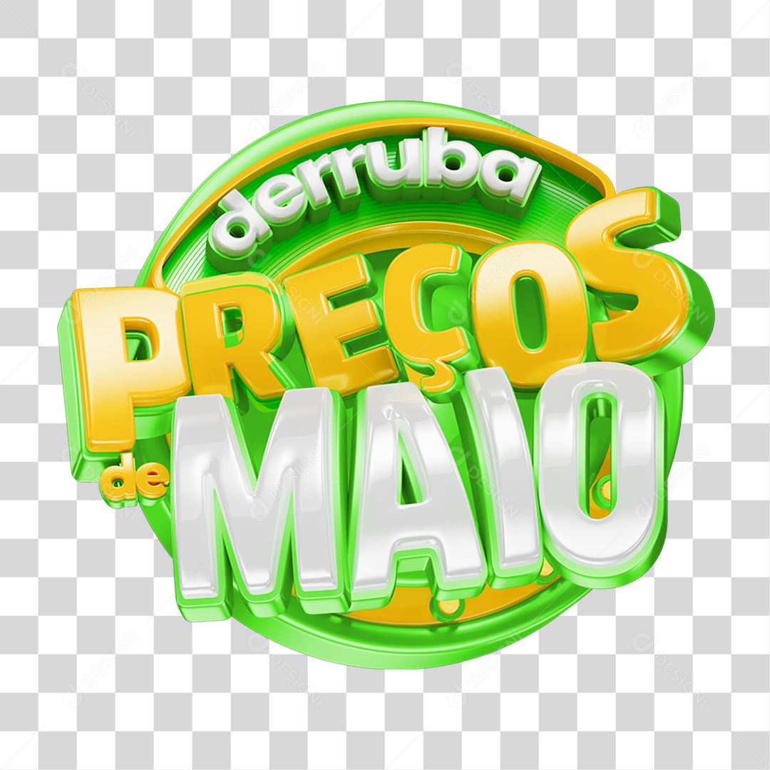 Selo 3D Derruba Preços de Maio PNG Transparente