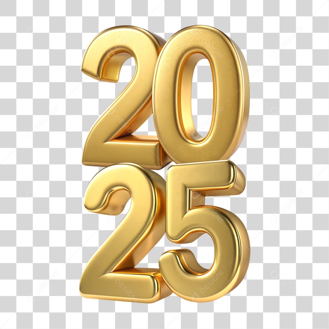 2025 Números Dourados PNG Transparente