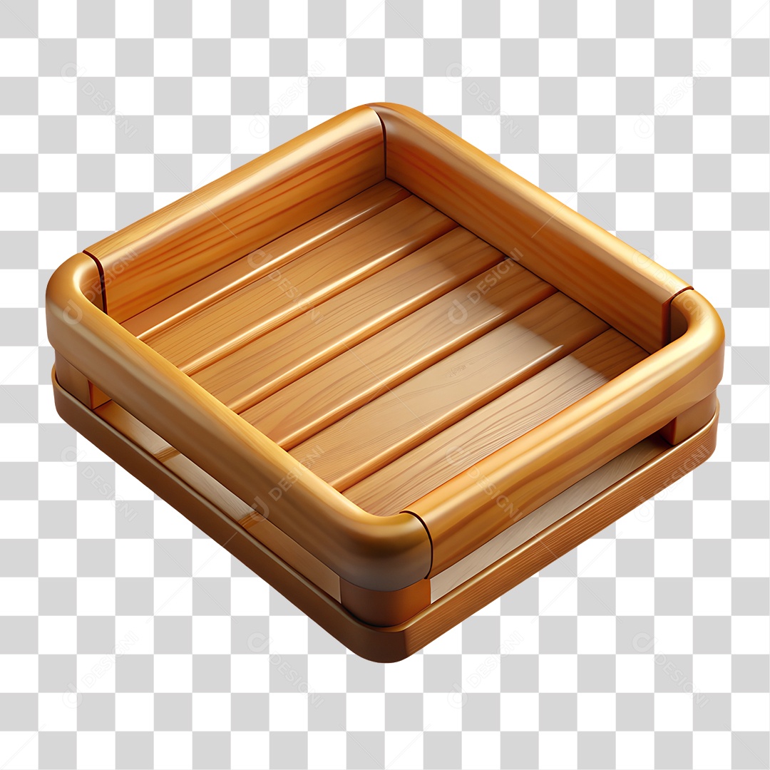 Bandeja Quadrada de Madeira PNG Transparente