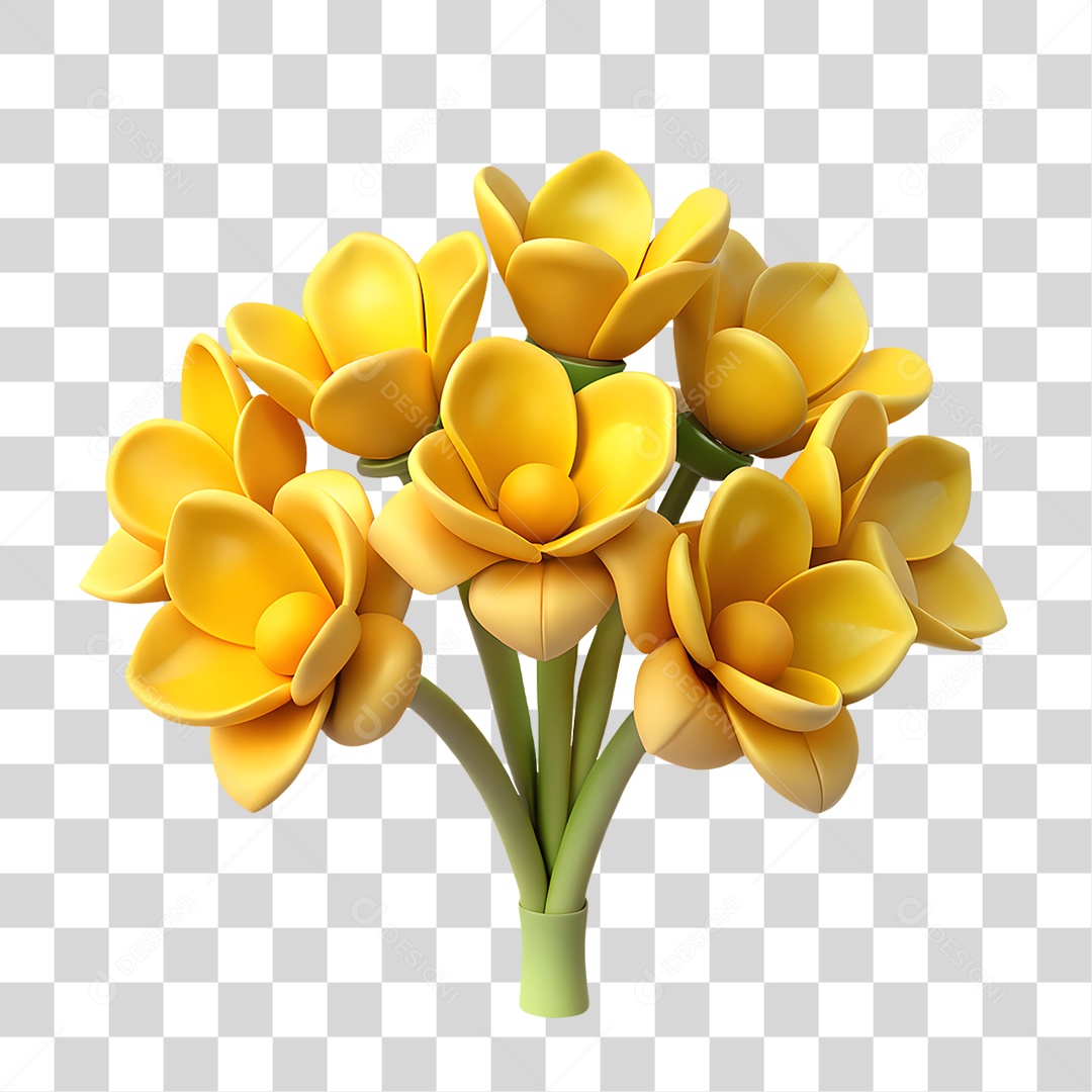 Buquê de Flores Ypê Amarelas PNG Transparente