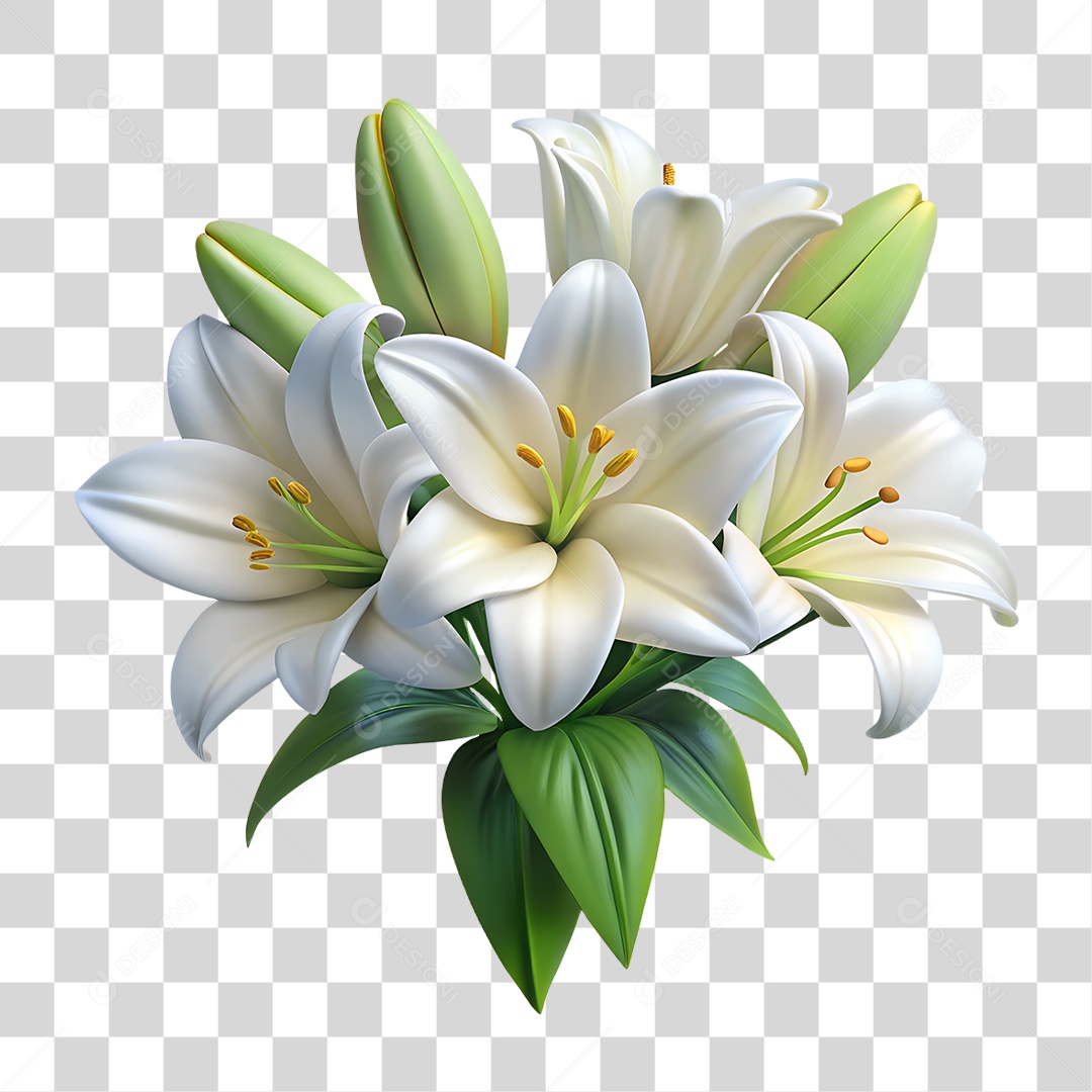 Buquê de Lírios Brancos PNG Transparente