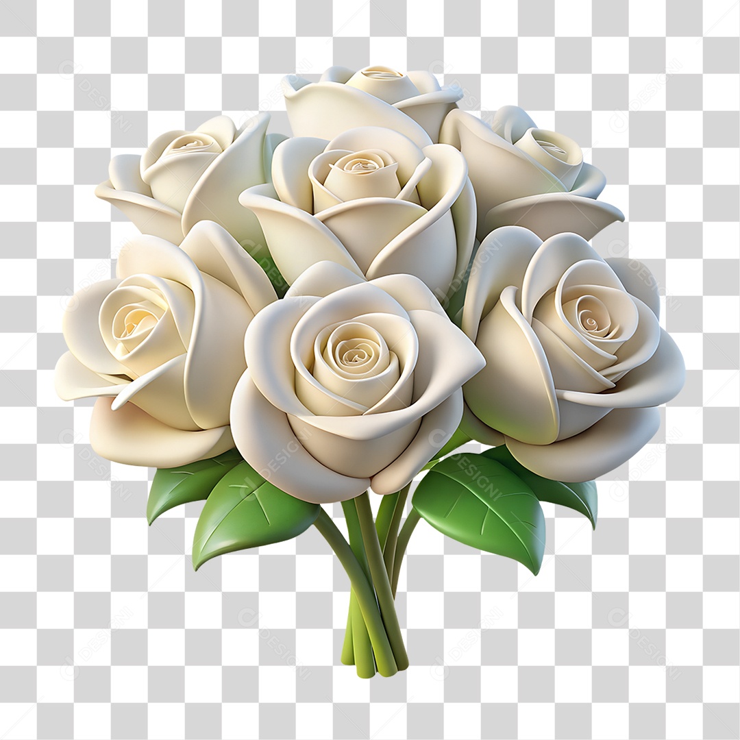 Buquê de Rosas Brancas PNG Transparente