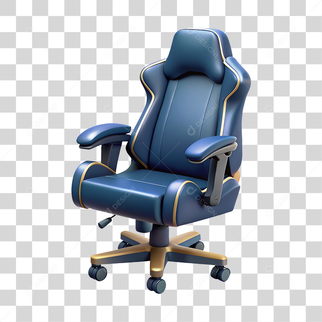 Cadeira Gamer Azul PNG Transparente
